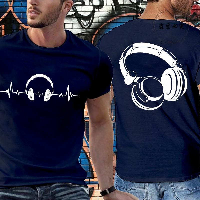 Music Dj Fashion T Shirt Men Women Headphone Music Lover  Print Tshirt Short Sleeve Round Neck Men Casual Summer Fashion T-shirt