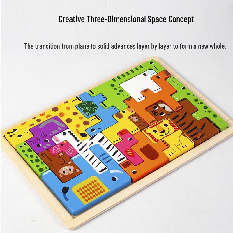 Wooden Tetris Puzzle: Early Education & Logical Thinking Toy for Kids