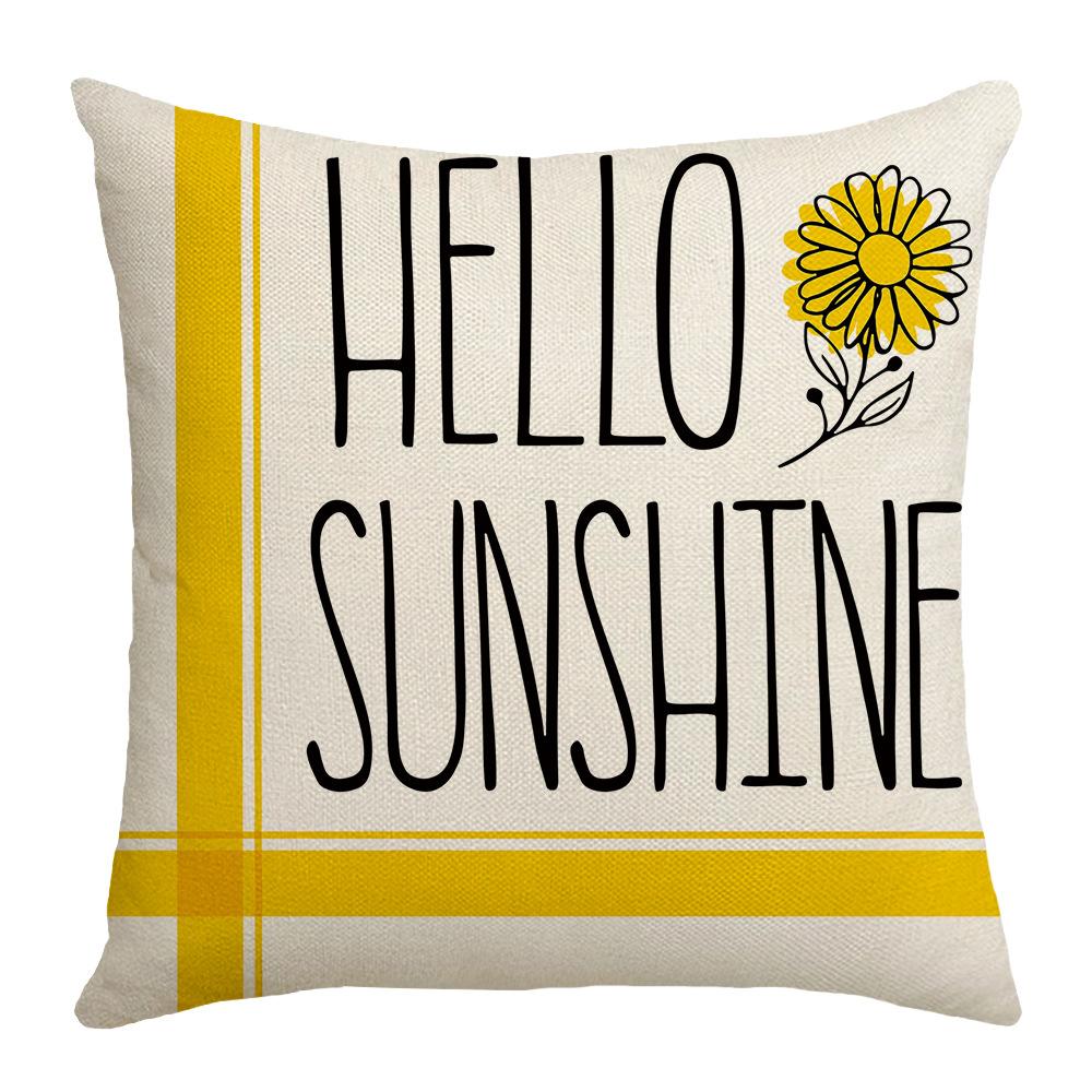 New Pillow Summer Yellow Daisy Home Sunshine Cushion Linen Pillow Case