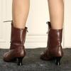 Women's Short Boots, Booties With Side Zipper, Closed Toe, Chunky Mid Heel Shoes