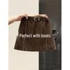 Melard Women's Brown Suede A-line Slimming Petite Half Skirt - Winter Plus Size Short Skirt