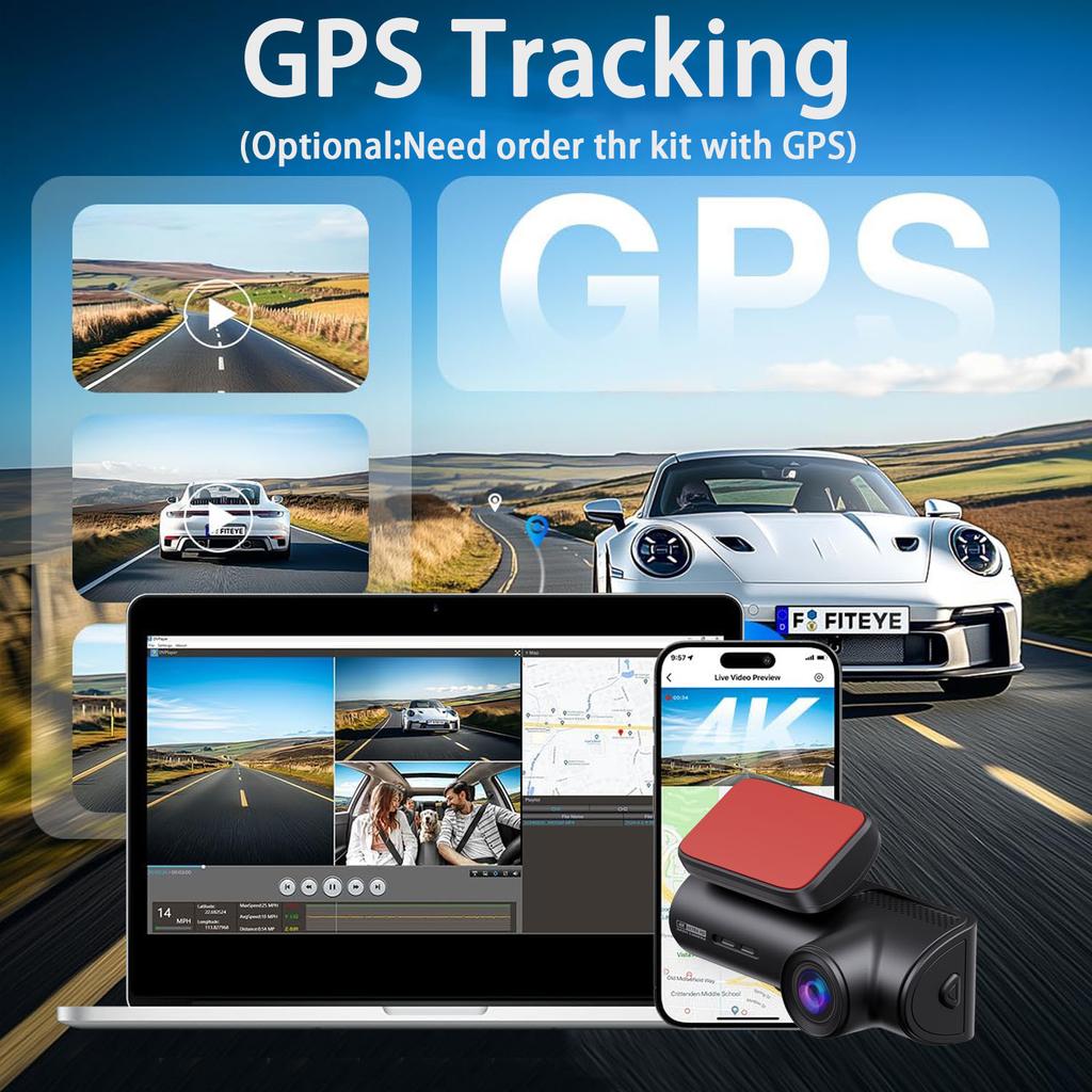 4K Dash Cam 3840*2160P Car DVR Support WIFI GPS Dual Lens Auto Mini Car Camera With Super Night Vision G-Sensor 24H Parking