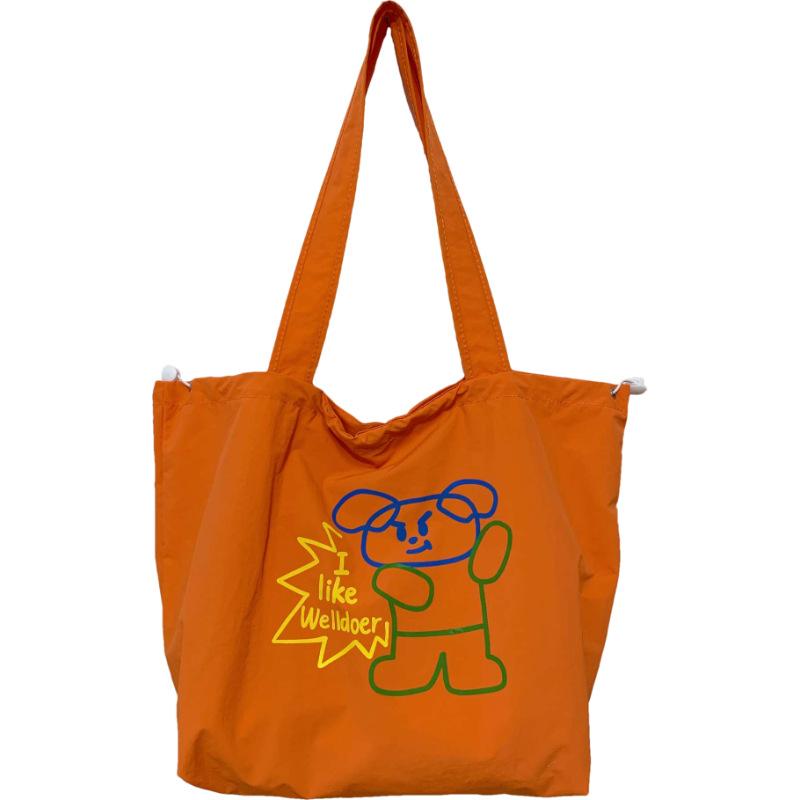 Lazy Style Printed Shoulder Bag, Korean Style Candy Colored Large Capacity Tote Bag, Women's Canvas Bag, Cloth Bag, Handbag