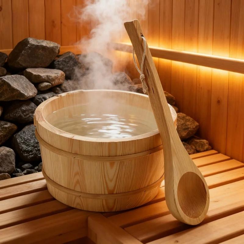 Multipurpose Practical Sauna Water Bucket and Ladle 4L Large Capacity Steaming Bathroom Tool Tub Barrels Enduring