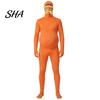 Ținută Cosplay Halloween Portocaliu Body Complet pentru Copii Adulți, cu Burta, Mustață și Sprâncene Galbene, Costum Zentai cu Față Deschisă Bărbați Femei,