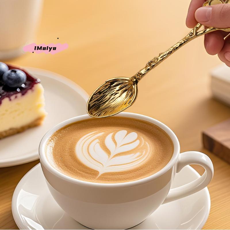 Retro Metal Coffee Spoon Ice Cream Cake Dessert Spoon with Dragonfly Branches Leaves Design Kitchen Tableware Gadgets