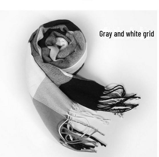 Winter Men's and Women's Thick Plaid Imitation Cashmere Scarf