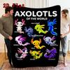 Colorful Cartoon Salamander 2D Flat Pattern Flannel Blanket High Quality All Seasons Warmth and Comfort Perfect for Christmas Gifts.