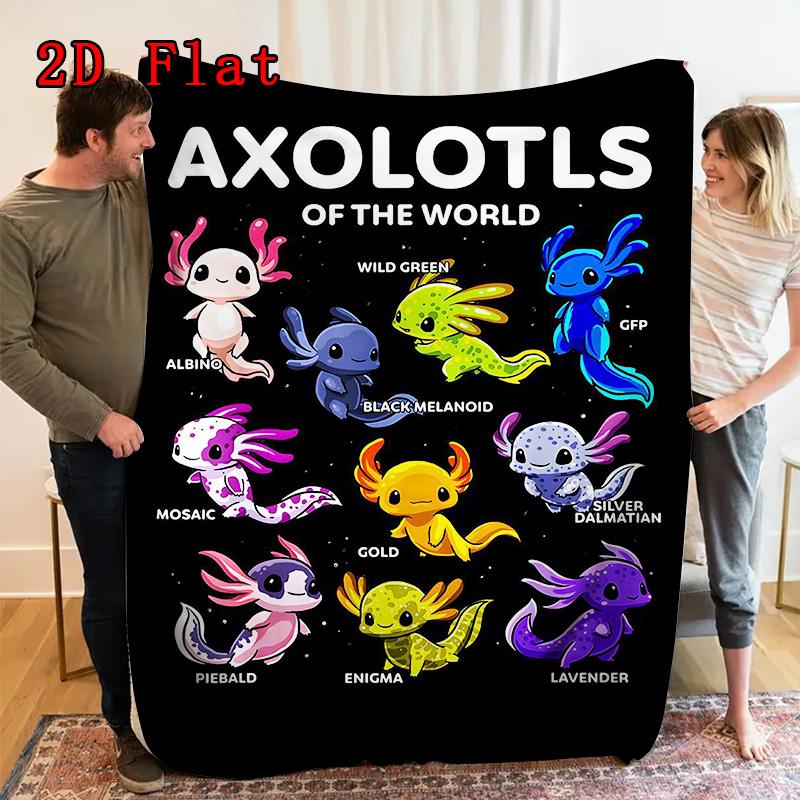 Colorful Cartoon Salamander 2D Flat Pattern Flannel Blanket High Quality All Seasons Warmth and Comfort Perfect for Christmas Gifts.