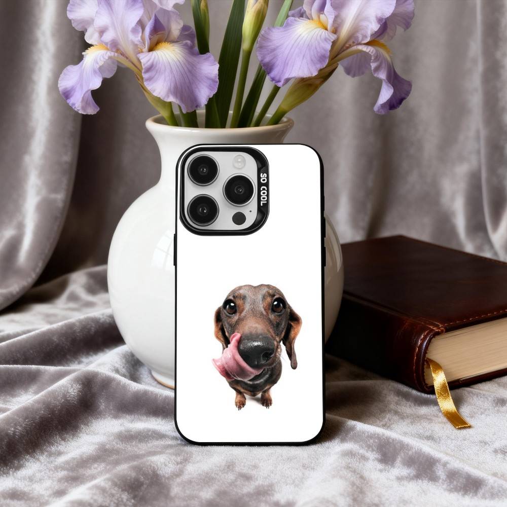 F-Funny Fashion D-Dog Art Phone Case For iPhone17,16,15,14,13,12,11 Plus,Pro Max Black Candy silver phone case iPhone17promax