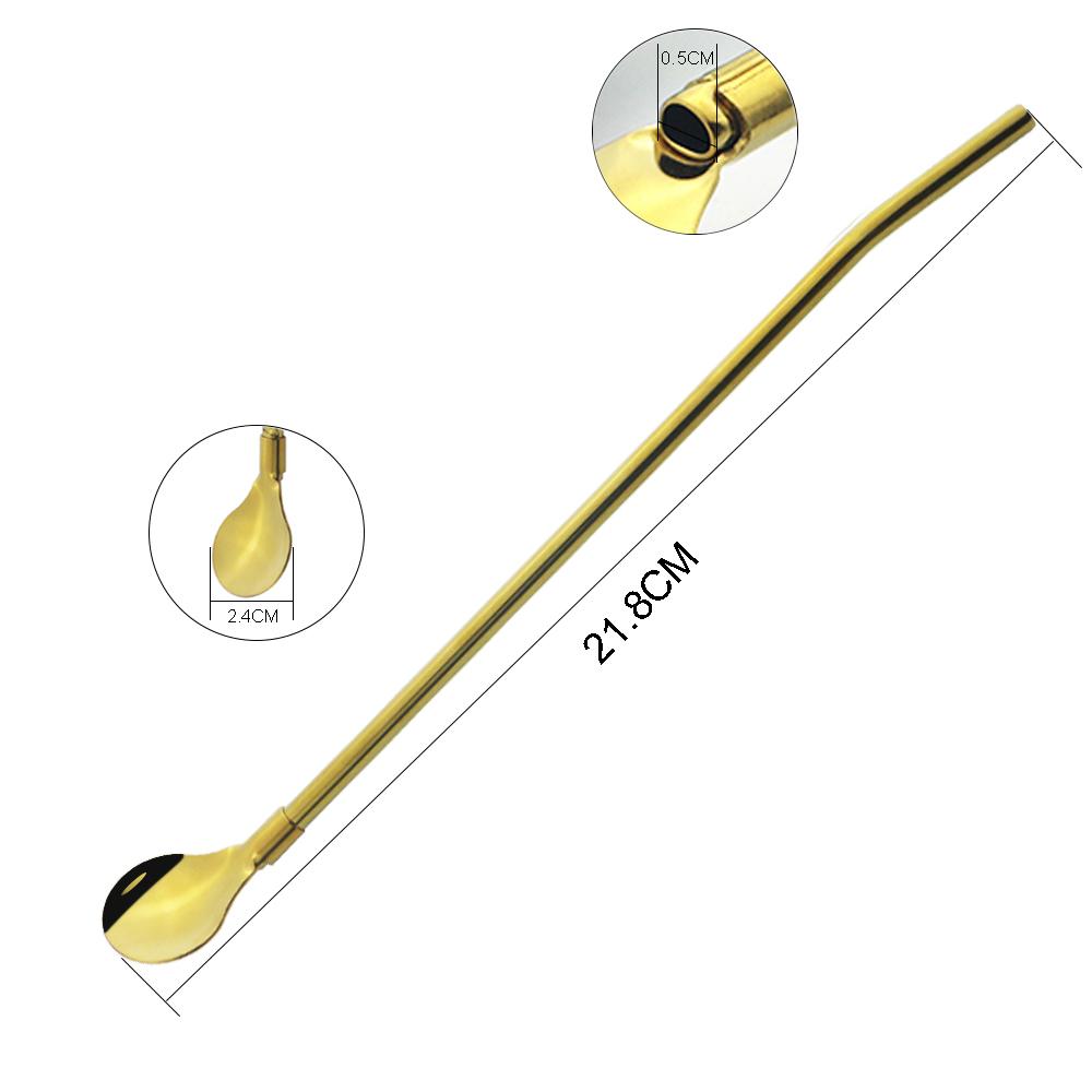 Cucchiaio di cannuccia riutilizzabile in acciaio inossidabile 18/10, cannuccia colorata, cucchiaio di cannuccia per cocktail, accessorio per mescolare il caffè e il bar del latte