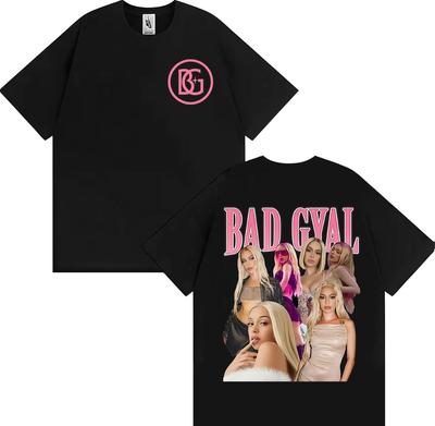 T-shirts Merch Tournée d'Album de la Chanteuse Bad Gyal Mode Hip Hop High Street T-shirts Hommes Femmes Vintage Hauts d'Été 100% Coton Tshirt