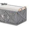 Cosmetic Storage Box with Wooden Handles Large Capacity Basket Woven Design Countertop Organizer for Cosmetics And Sundries