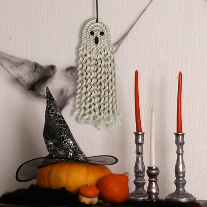 Handmade Tassel Ghost Linen Rope Decoration for Halloween Wall and Door Decorations Gift