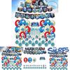 Blue Children Birthday Party Decoration Set Paper Flag Cartoon Cake Insert Balloon