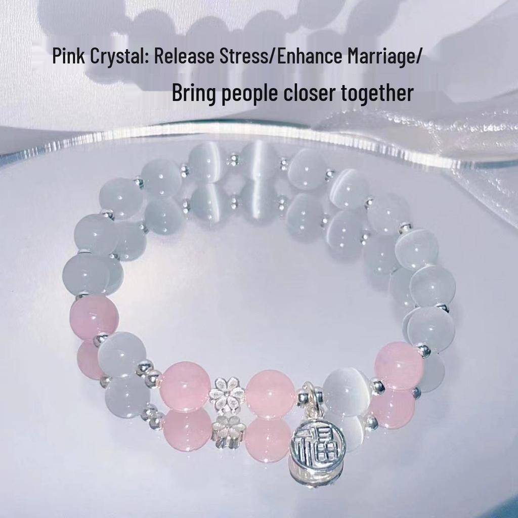 New Women's Mori Style Butterfly Glass Bracelet with Colorful Crackle Beads