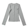 Women's Korean Style Henry Collar Long Sleeve Base Layer T-shirt for Autumn/Winter – Stylish, Stretchy, Basic Top