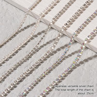 25 cm lange Luxus-Ketten-Nagelanhänger, verschiedene Größen, skalierbar, glitzernde Diamanten-Maniküre, DIY