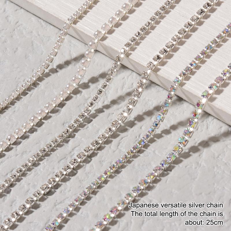 

25Cm Long Luxury Chain Nail Charms Different Sizes Scalable Shinying Diamond Manicure Diy