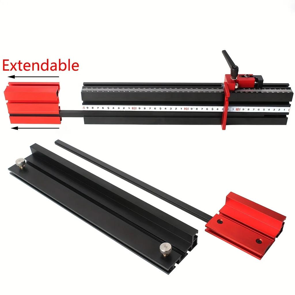 1Set Precision Miter Gauge for Table Saw Telescoping 50 to 87CM Aluminum Miter Fence Repetitive Cut Flip wStop Woodworking Tools