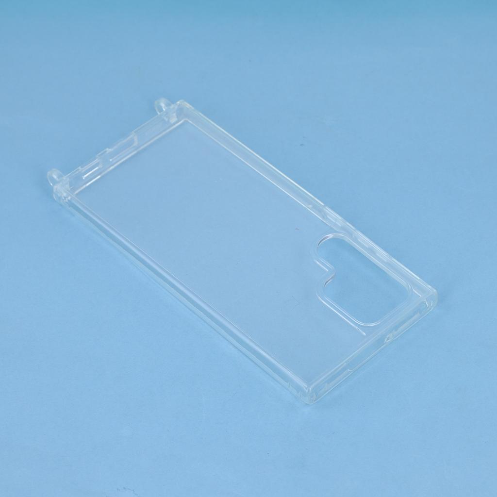 For Samsung Galaxy S22 Ultra 5G Clear Case TPU+PC Protective Phone Back Cover with With Shoulder Strap