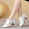  Summer Fashion Dance Ladies Shoes Sports Women High Heels Shoes Woman Mesh Thick Pointed Leather Toe Sandals New Girl