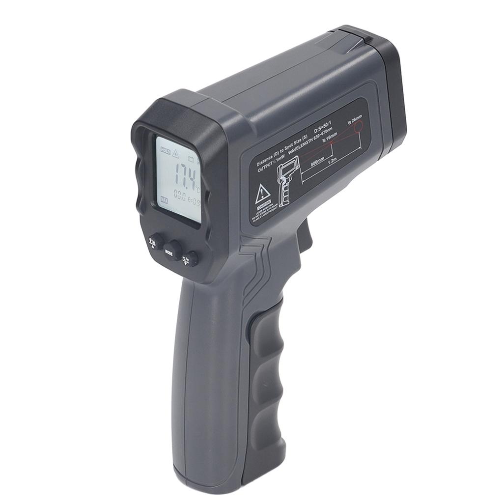 Handheld Thermometer 12:1 50:1 Measured Distance Ratio LCD Display Heat Temperature Meter Gauge Gun ‑50‑1600 Celsius