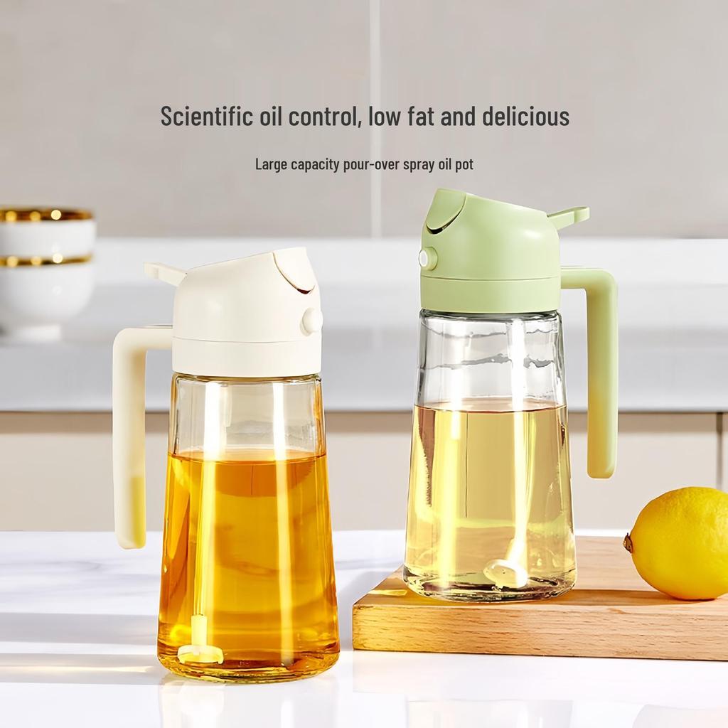 Leak-Proof Glass Dispenser: 2-in-1 Oil & Vinegar Spray Bottle, Soy Sauce & Seasoning Container