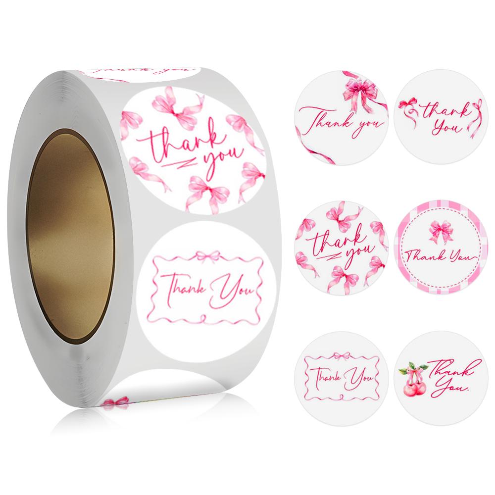 100-500Pcs High-Quality Round High-Quality Pink High-Quality Thank High-Quality You High-Quality Stickers High-Quality Baking High-Quality Birthday