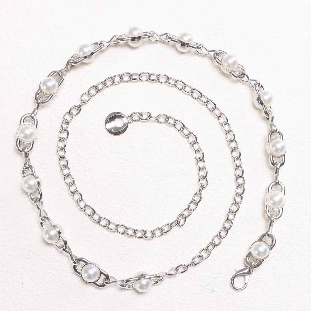 

Elegant Pearl Waist Chain For Women Men Metallic Body Jewelry Summer Fashion Accessory срібний