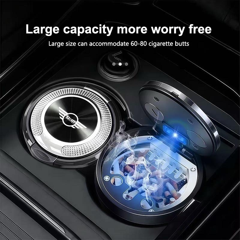 QXV2 Scatola portaoggetti posacenere per interni auto con coperchio ad apertura a un clic per Mini Cooper JCW Works R56 R50 F54 F55 F56 F57 F60 R52 R53 R55