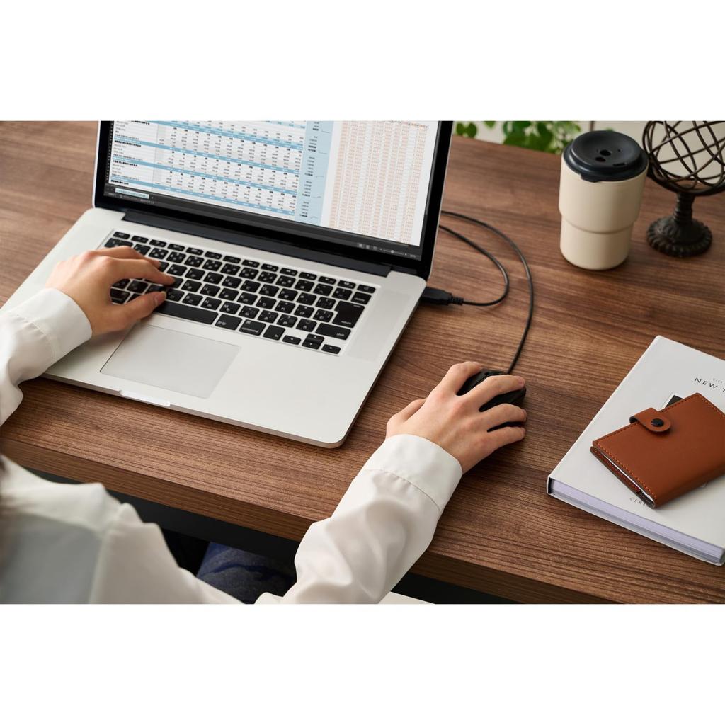 ELECOM Wired 3 Mouse, Buttons, Symmetrical, Large, Black, M-LE10URABK