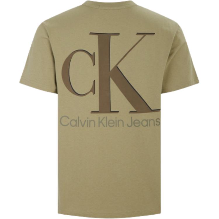 Calvin Klein Logo Print Casual Round Neck Short-Sleeve T-Shirt Men Tops Army-Green J320783-L9F
