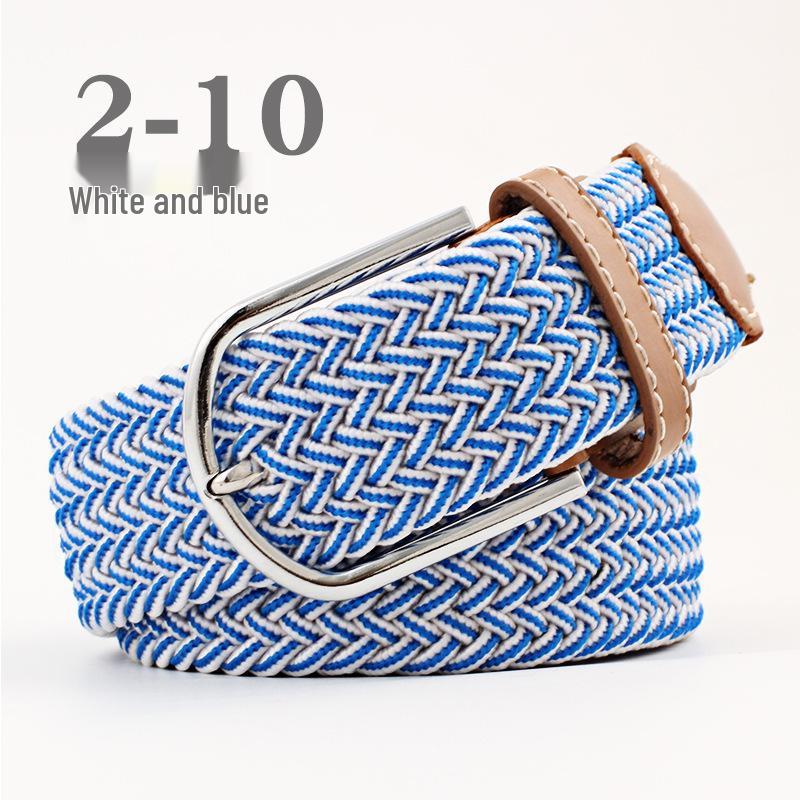 Korean Style Elastic Braided Canvas Belt with Pin Buckle for Men and Women