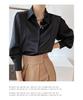 Chic Spring French Satin Long Sleeve White Shirt - Wrinkle-Resistant Women's High-End Design