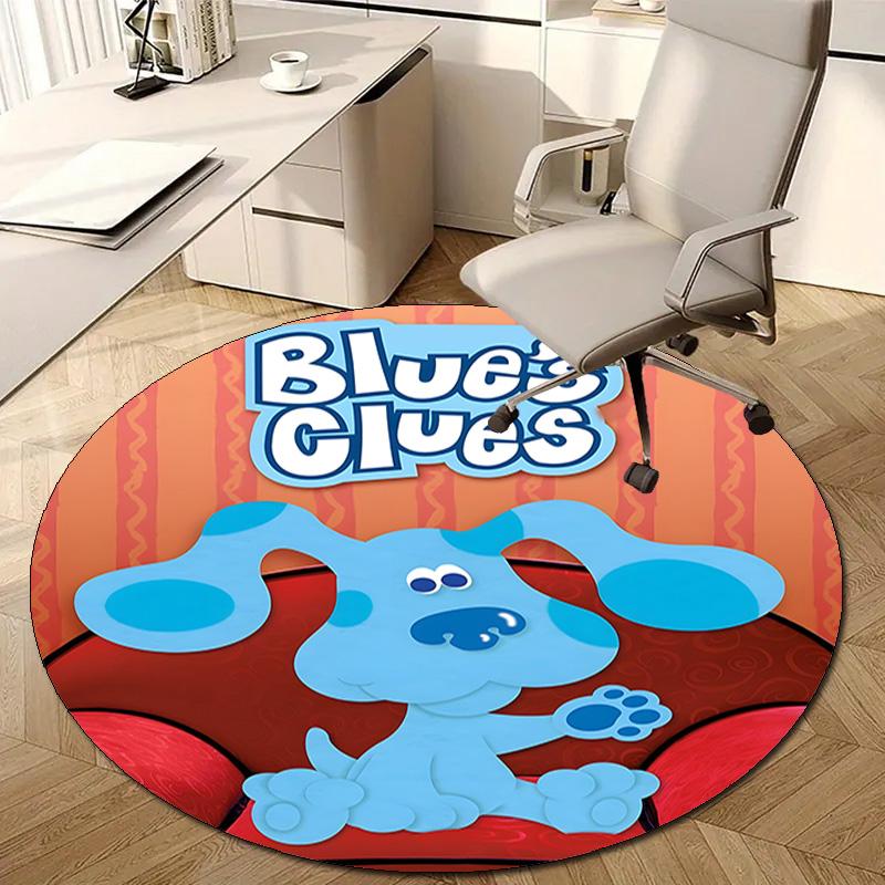 1pc Pistas da Blue Blue’s Clues4 Design Printed Area Round Carpet for Bedroom Living Room Home Decor Rugs Mat Non Slip Mat Rug for Bedside