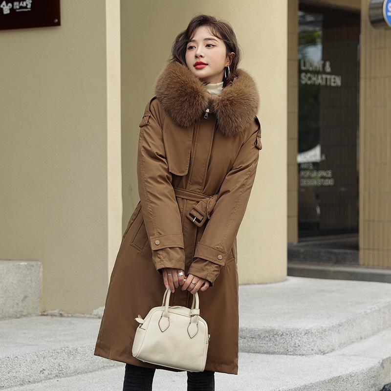 One dress and three wears removable liner pie to overcome medium and long fleece thickened large size down cotton clothes women's knee cotton clothes