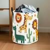 1pc Bohemian Style Cartoon Animal Laundry Hamper Basket with Handles - Durable Circular Storage for Dirty Clothes, Bathroom, Bedroom And Laundry Room 