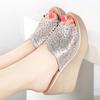 Qiannml Quality Women's Slippers Platform Shoes Summer 2025 Rhinestone Slippers Ladies Wedge Heels Slides Women Silver 32 33 43