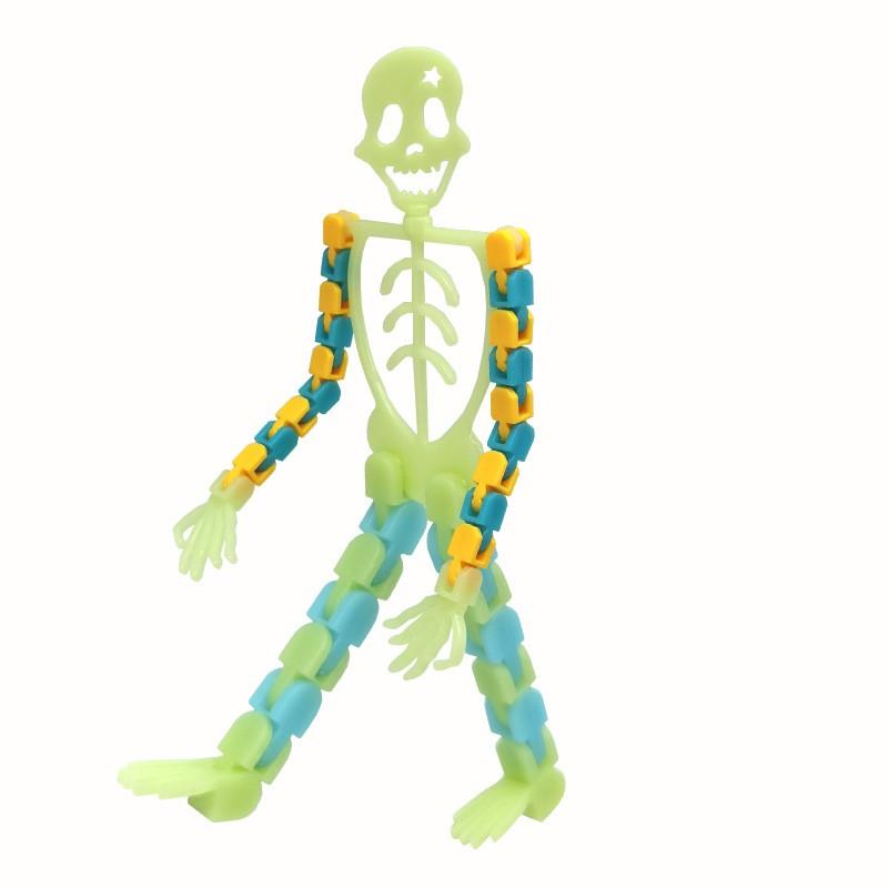 2 teile/los Halloween Skeleton Stand 19.5*5,5 Leucht kinder Neuheit Seltsame Heikles Spielzeug Track Kette Verformbaren Depressurise DIY