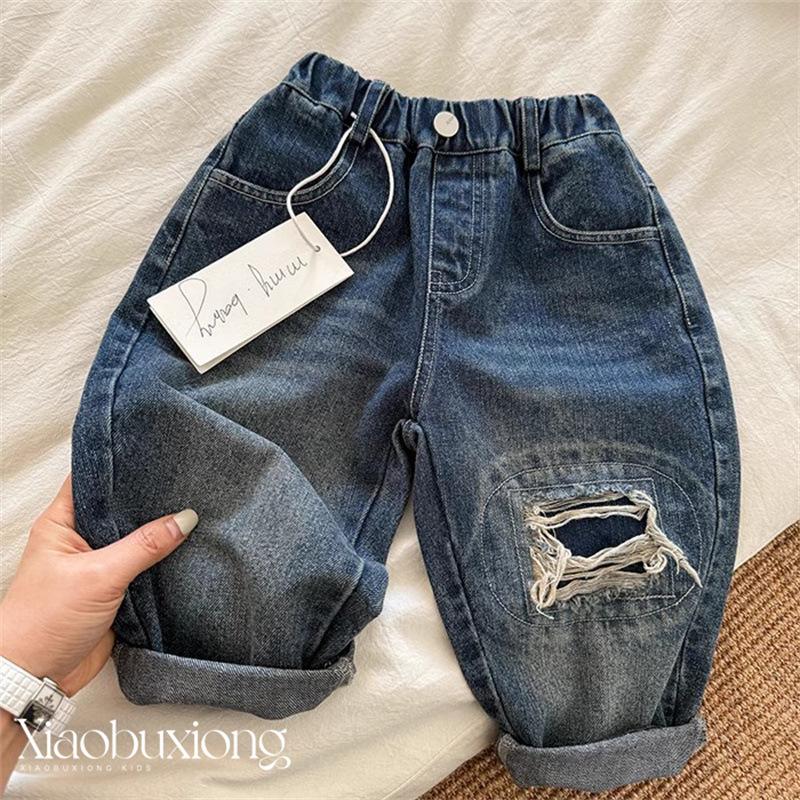 Kids Distressed Denim Jeans for Boys and Girls Loose Straight Leg Casual Pants