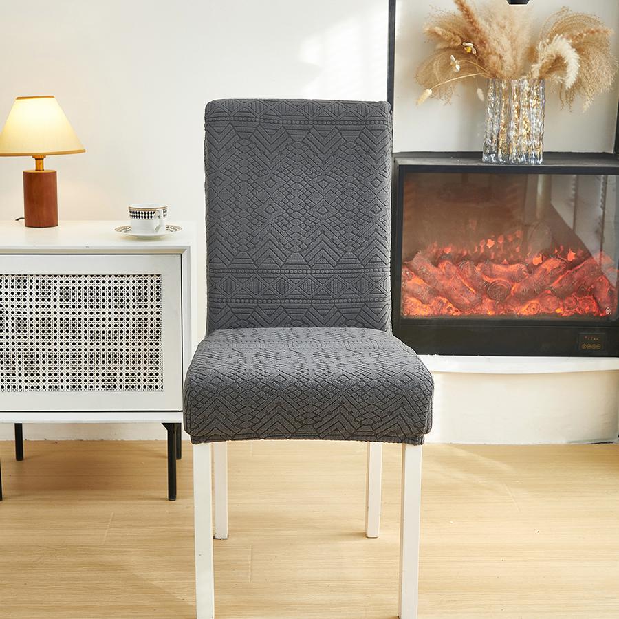 1/2/4/6Pc Stretch Polar Fleece Jacquard Chair Covers - Geometric Pattern, Easy Install For Home & El