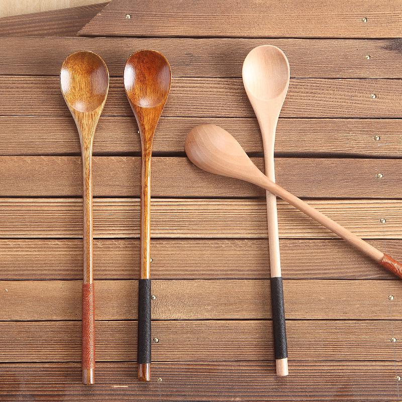 23cm Long Handle Wooden Stirring Spoon - Japanese & Korean Style