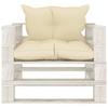 VidaXL Canapé palette de jardin avec coussins crème Bois 3052444