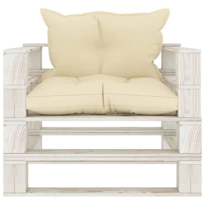 VidaXL Canapé palette de jardin avec coussins crème Bois 3052444