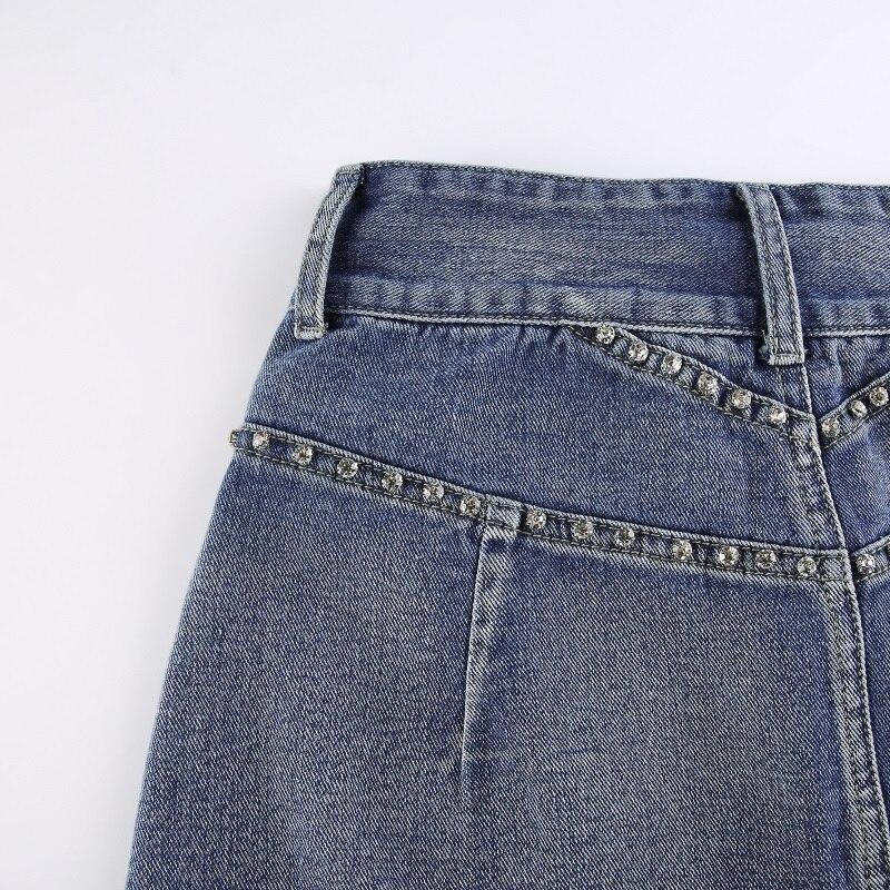 Vintage Diamonds Denim Mini Skirts Y2K Aesthetic Korean Kawaii Low Rise Skinny Wrap Bodycon Jeans Penceil Skirt Women Streetwear