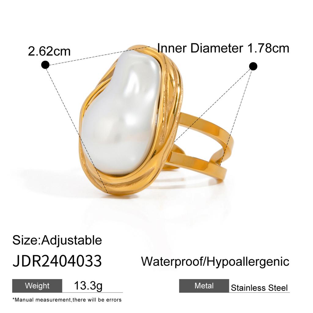Youthway Gold Plated Stainless Steel Elegant Irregular Resin Pearl Glossy Jewelry Set For Women Anti Allergic Accessories Gift
