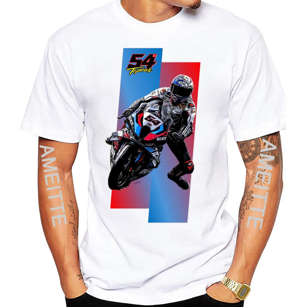 Nuovissima T-shirt Toprak Razgatlioglu 54 GP Race Legend da Uomo a Manica Corta Ragazzo Avventura Sportiva Casual Top Bianchi Magliette da Moto