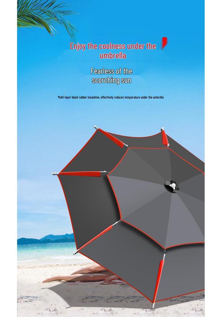 Thickened Foldable Black Fishing Umbrella with Ground Insert, Universal Waterproof & Sun Protection