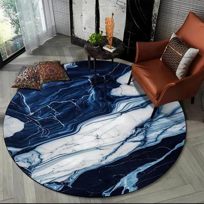 3D Luxury Marble Print Round Carpet Abstract Geometric Area Rug for Living Room Bedroom Chair Decor Non-slip Floor Mat Doormat